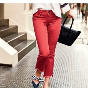 Cabi #5692 Red Hi-Low Crop Jeans Size 8